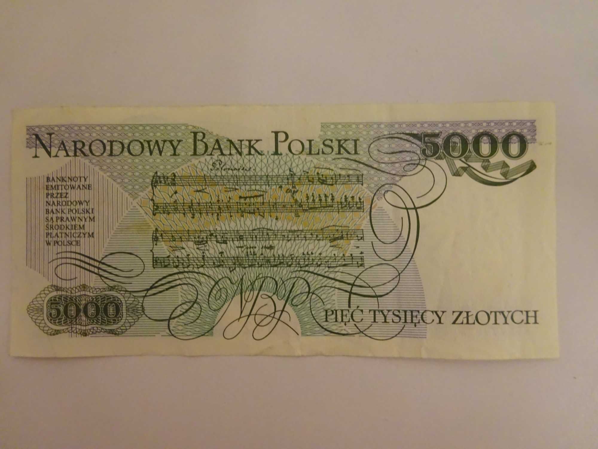 Banknot PRL 5000 zł 1988r. Warszawa Ochota