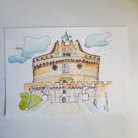 Rysunek Ilustracja Obrazek Rzym Zamek Świętego Anioła