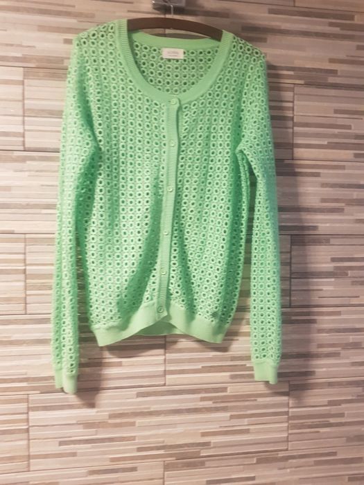 Sweter na guziki azurkowy kardigan do sukienki mieta  Numph r m