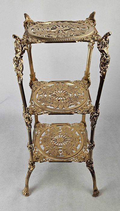 Oryginalny stary potrójny mosiężny kwietnik Francja