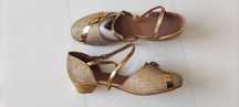 R. 38 nowe buty do tańca wkładka 24 cm złoto brokatowe katy