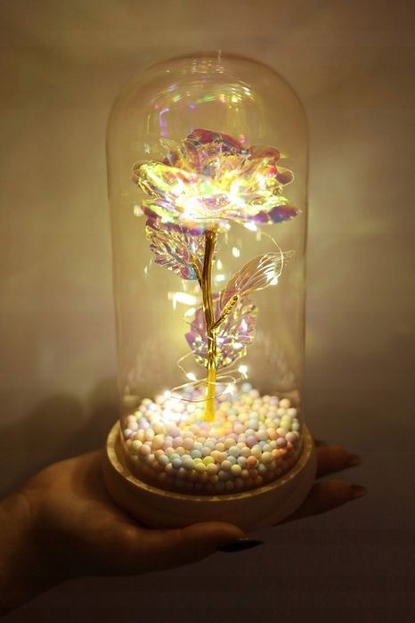 Srebrny Łańcuszek + Serce Otwierane Puzderko 925 + Róża Wieczna Led Pr