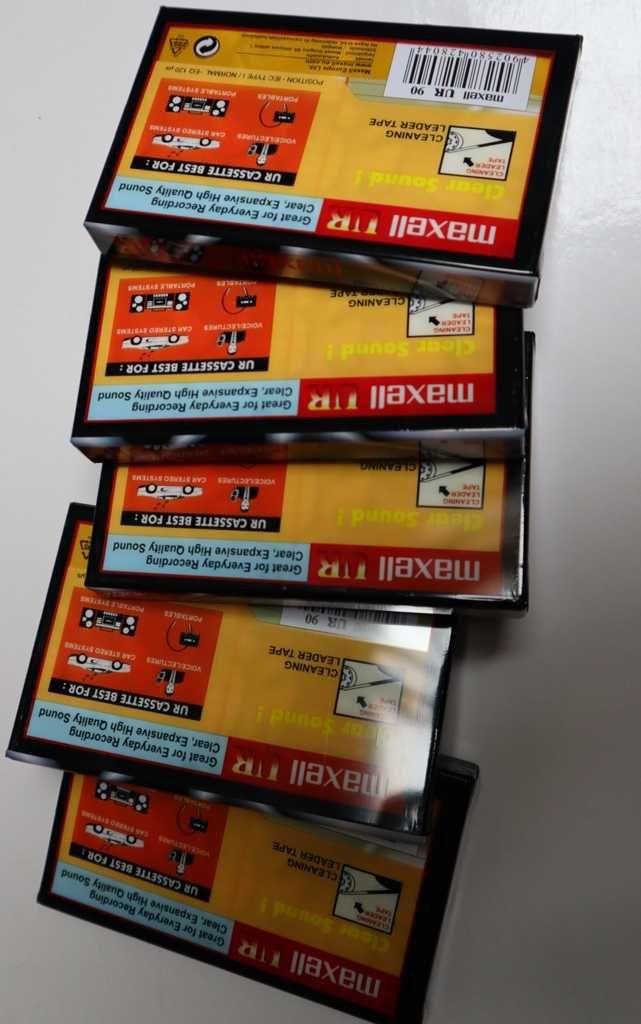 Maxell UR 90 Kasety magnetofonowe nowe folia 5 szt.