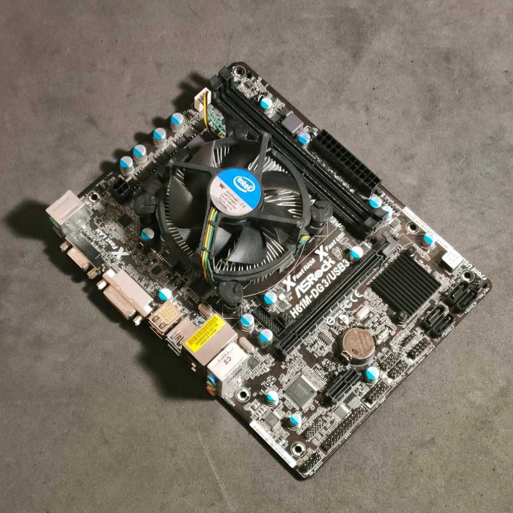 Płyta główna mATX ASRock H61M-DG3/USB3 socket 1155 + Procesor Intel i3
