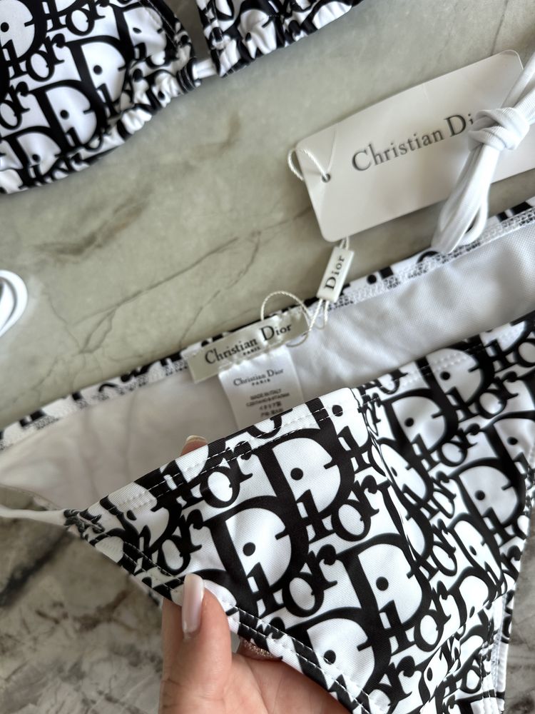 Купальник Dior XS,S,M білий-чорний роздільний, діор, диор