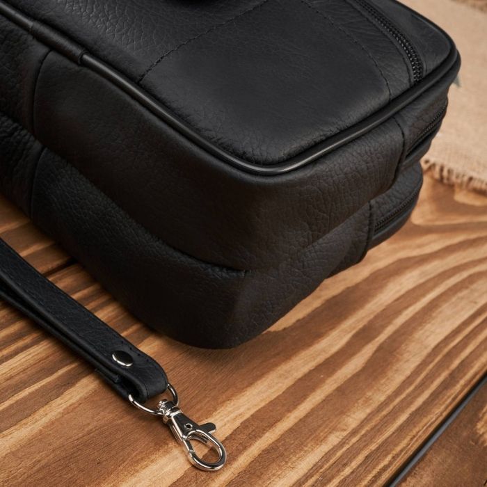 saszetka męska skórzana do ręki czarna klasyczna abruzzo abr-07