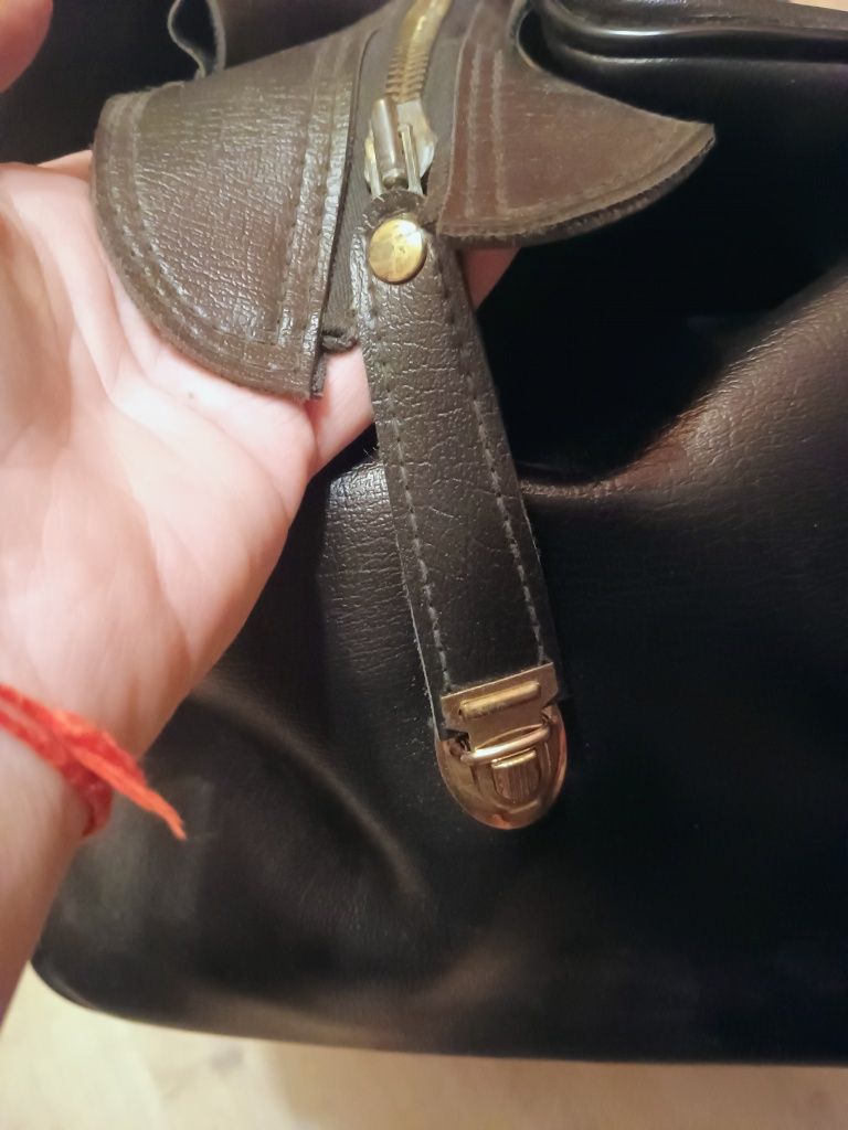 Retro torba podróżna z grubego skaju, stan bdb. Asko Bydgoszcz