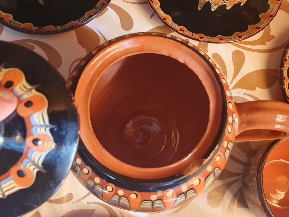 Serwis kawowy Zastawa porcelana bułgarska zestaw kamionkowy glina PRL