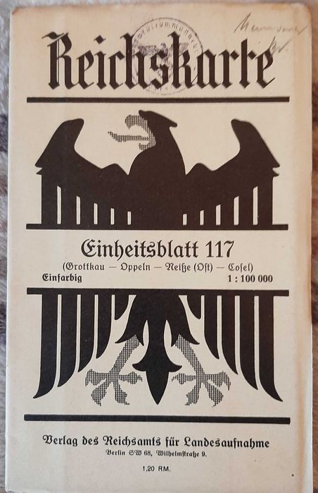 Poniemiecka mapa antyk Reichskarte 117  stan kolekcjonerski 1935 rok