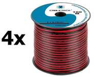 Kabel głośnikowy czerwono-czarny CCA 2x0,75mm 100m - 4 rolki