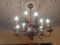 Okazja Sprzedam stary żyrandol,  mosiężna lampa.
