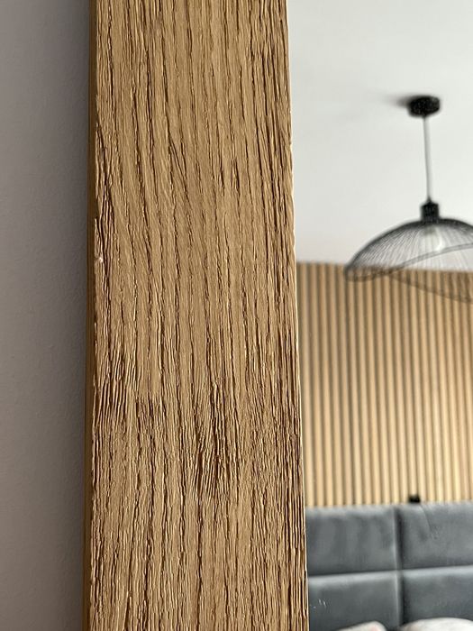 Lustro ścienne na szynie loft drewniana rama