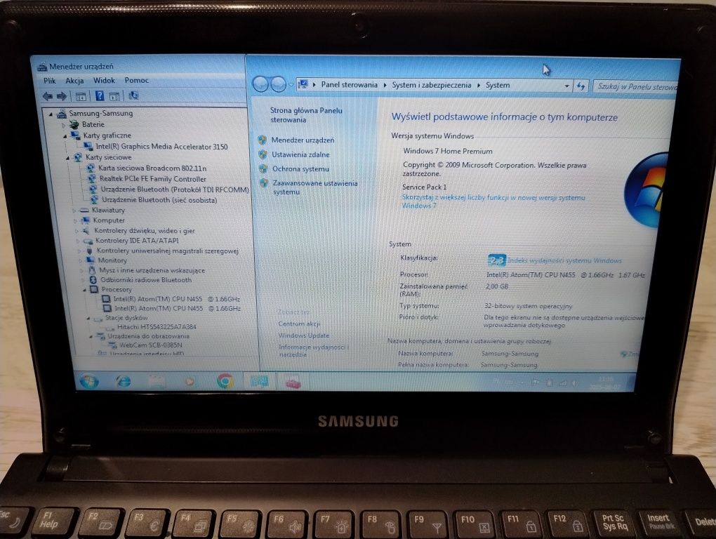 Netbook Samsung NC-110 Atom N455 2x1.66 GHz DDR3 2Gb/Dysk 250Gb/BT