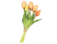 Tulipan sztuczny tulipany silikonowe bukiet 5 sztuk POMARAŃCZOWE
