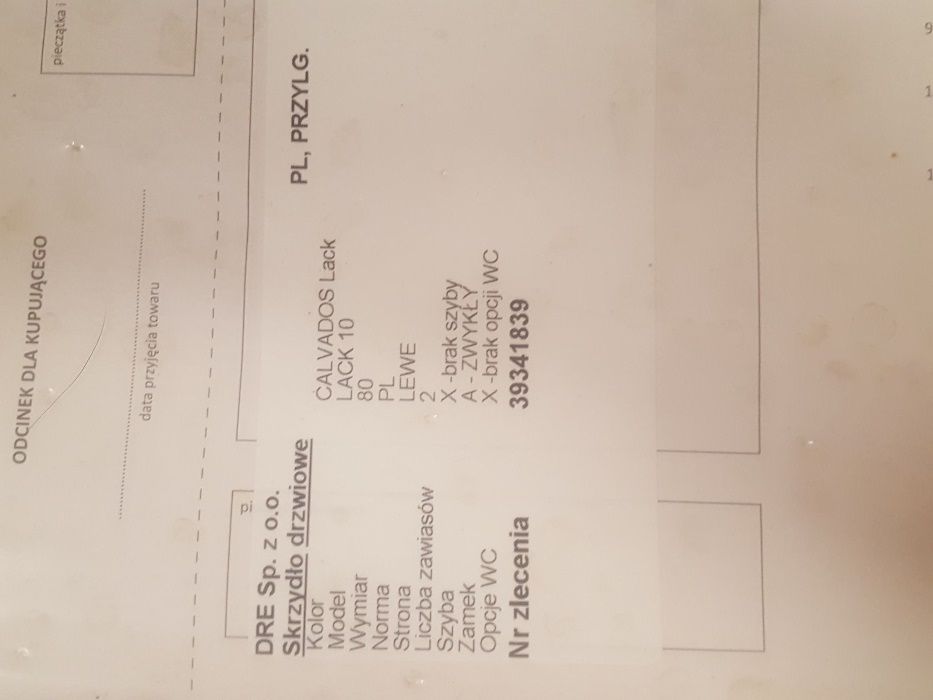 Drzwi lewe i prawe 75 cm i 80 cm