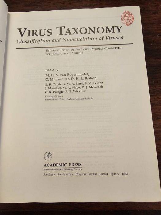 Livro Medicina Farmácia Virus Taxonomy