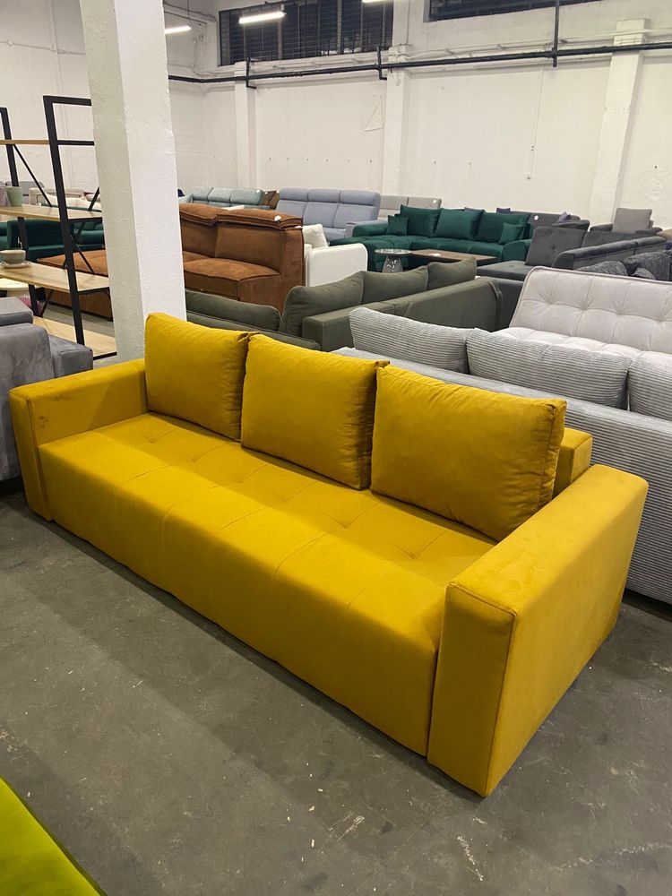 Sofa z funkcją spania / żółta / musztardowa