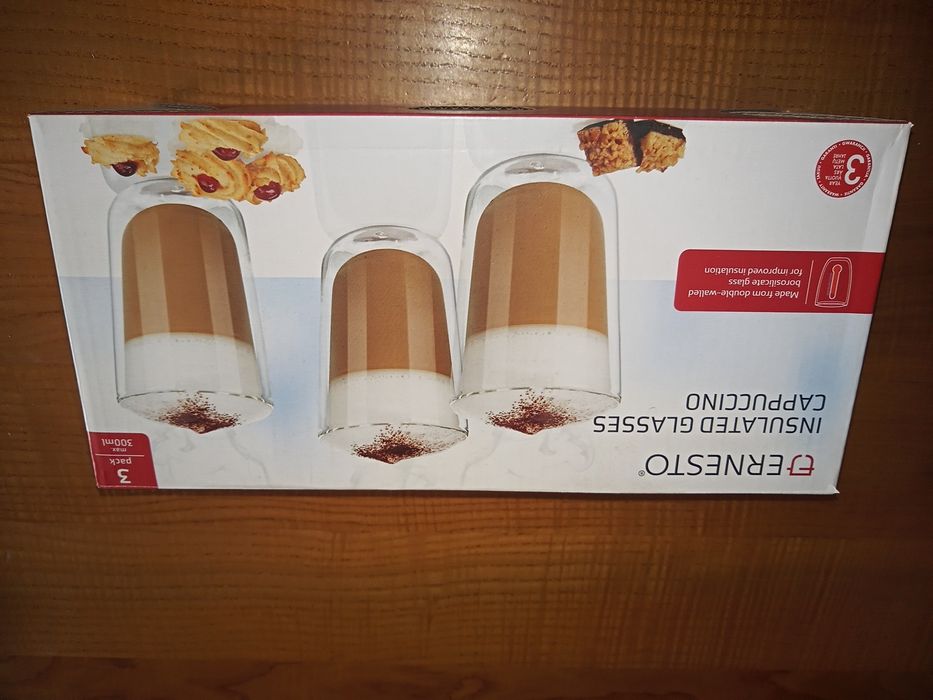 Szklanki do cappucino 300 ml - próżniowe, termiczne 3 szt. NOWE !!!