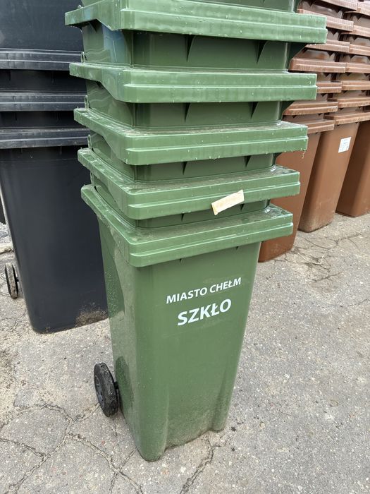 Pojemnik kosz kontener 120l zielony z napisem na smieci odpady segrega