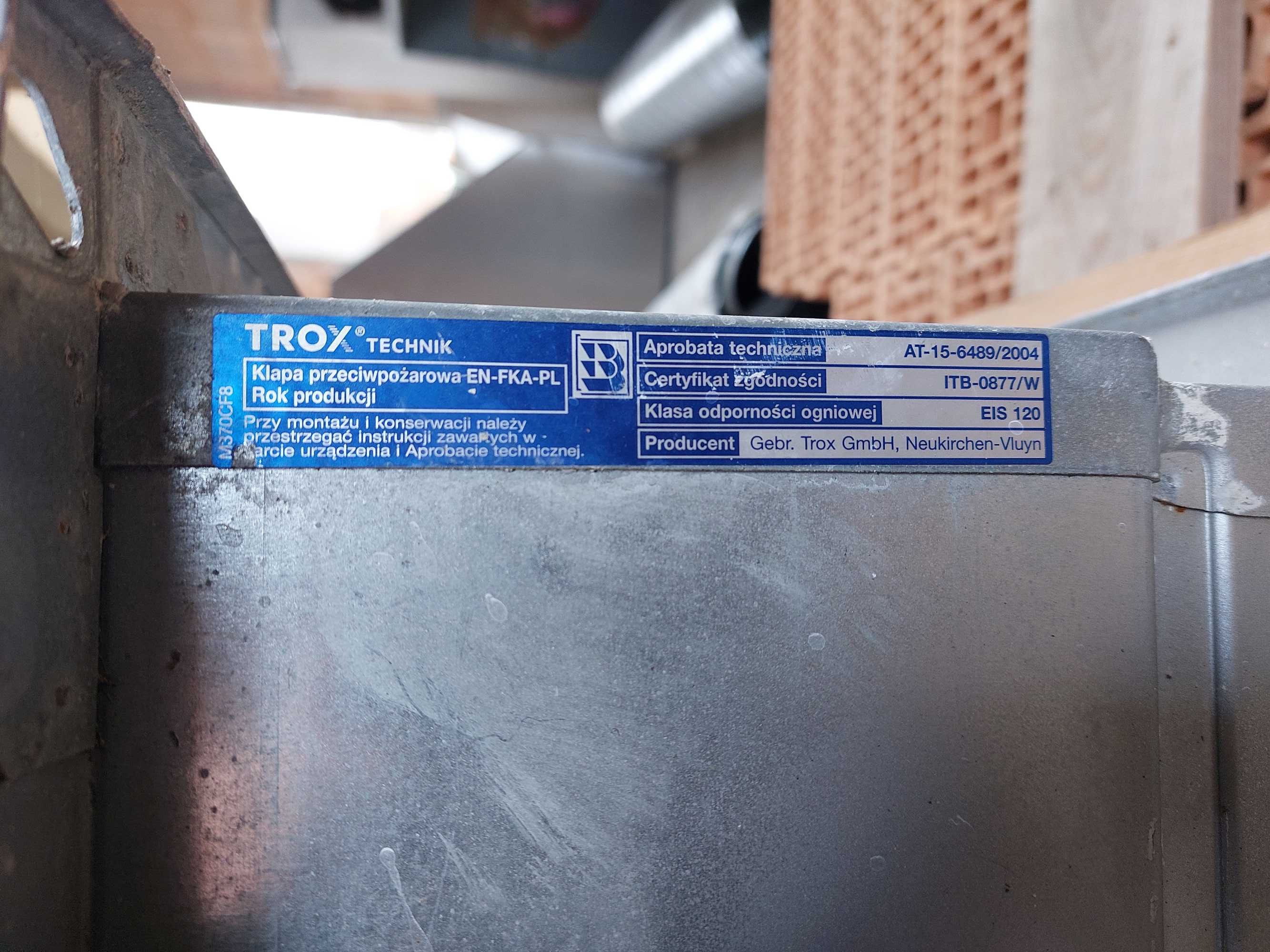 Klapa przeciwpożarowa odcinająca EN-FKA-PL Trox Technik