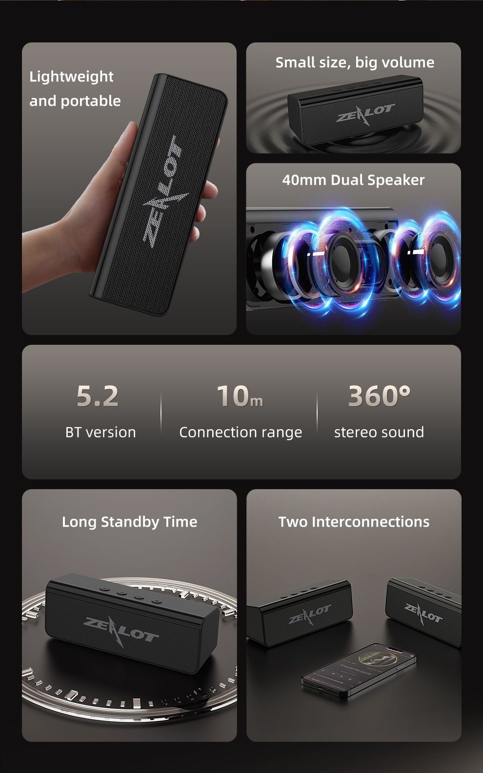 Głośnik bluetooth z subwooferem 10w