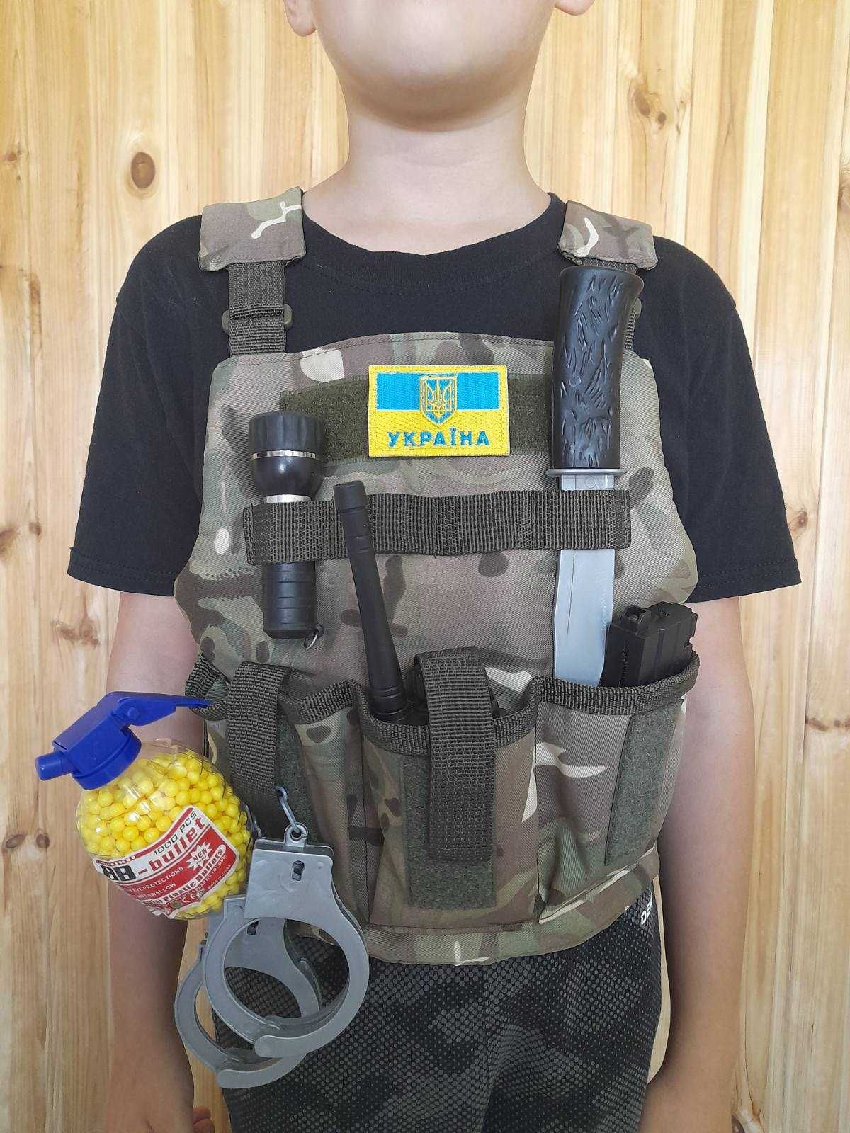 Бронежилет детский тактический разгрузка, Размеры S.M.L, от4-11 лет,