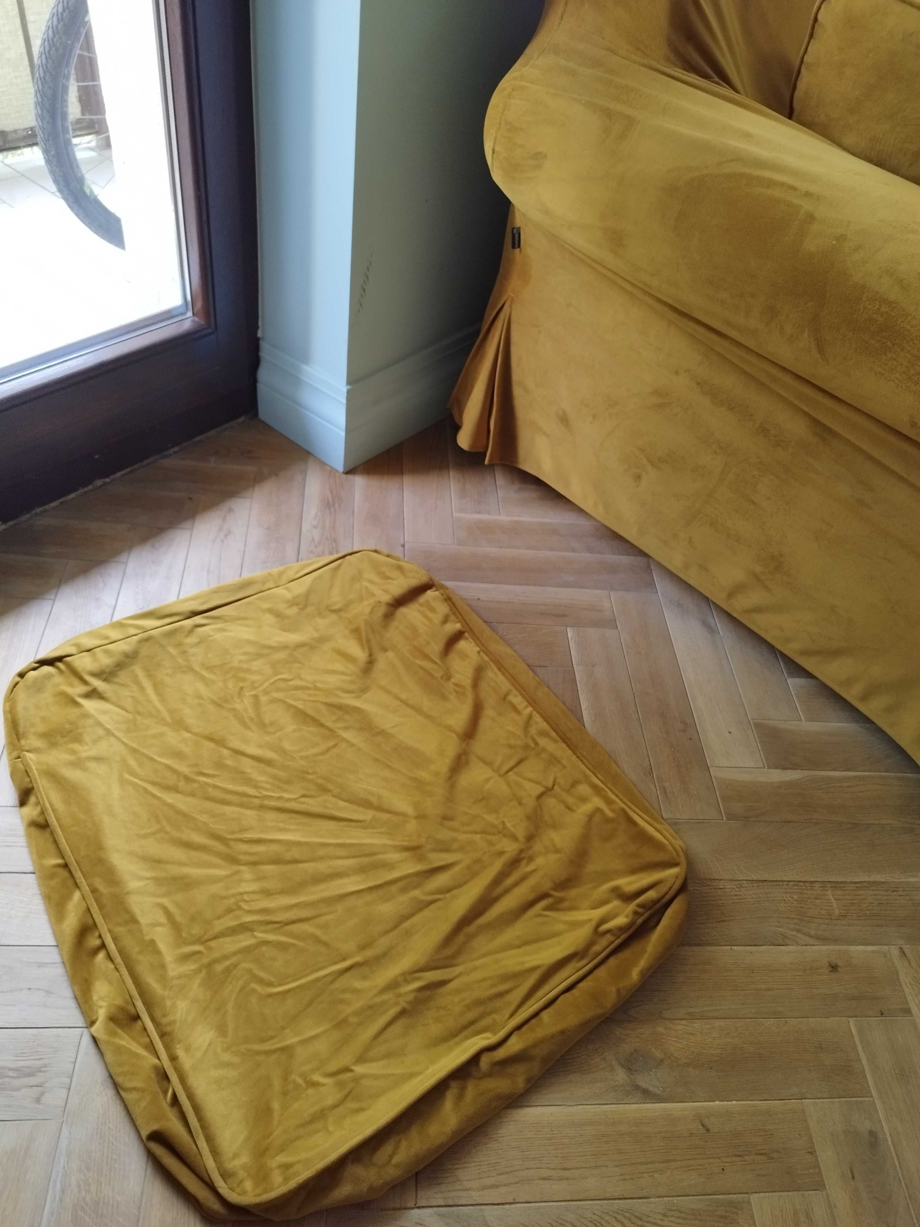 Miodowe pokrowce na siedziska kanapy Ektorp Ikea rozkładanej