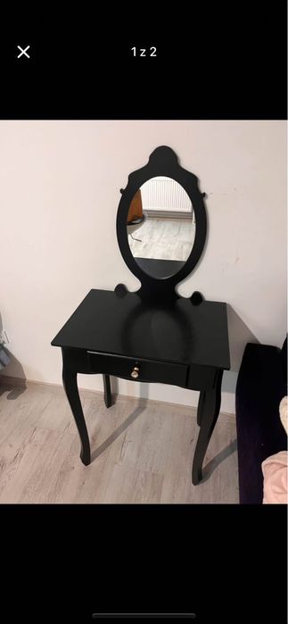 Toaletka glamour czarna z lustrem