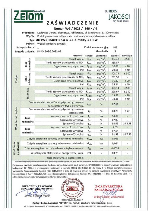 KOCIOŁ z KOMORĄ na Ekogroszek 24 kW. Piec z podajnikiem kotły Klasa 5