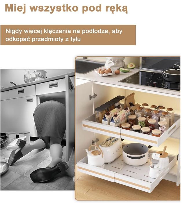 Szuflada kuchenna wysuwana 32-50cm regulowany organizer 25kg