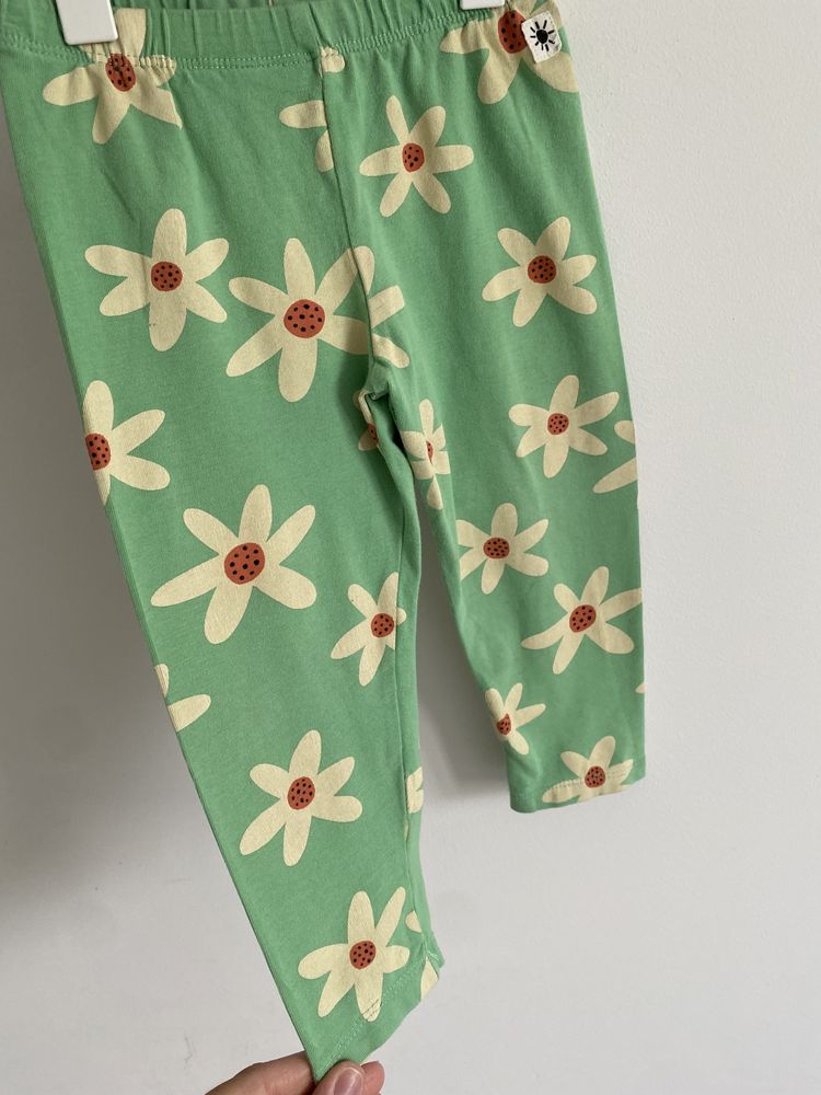 Legginsy lindex 80/86 zielone żółte kwiaty