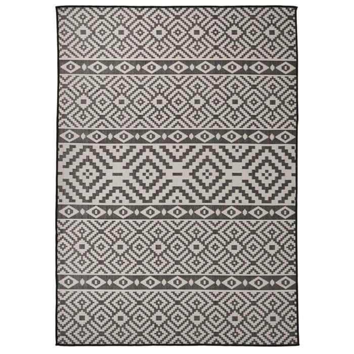 Vidaxl Dywan Zewnętrzny O Płaskim Splocie, 120X170 Cm, Czarne Pasy