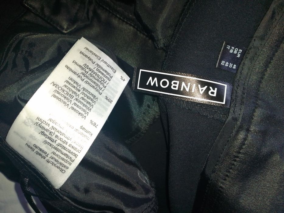 Новые! Чёрные, женские брюки под кожу с кружевом и бусинами 54- 56 раз