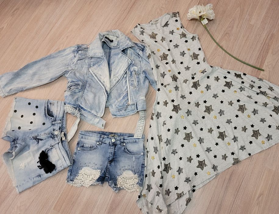 Летние вещи на девочку, куртка джинсовая , сарафан, шорты