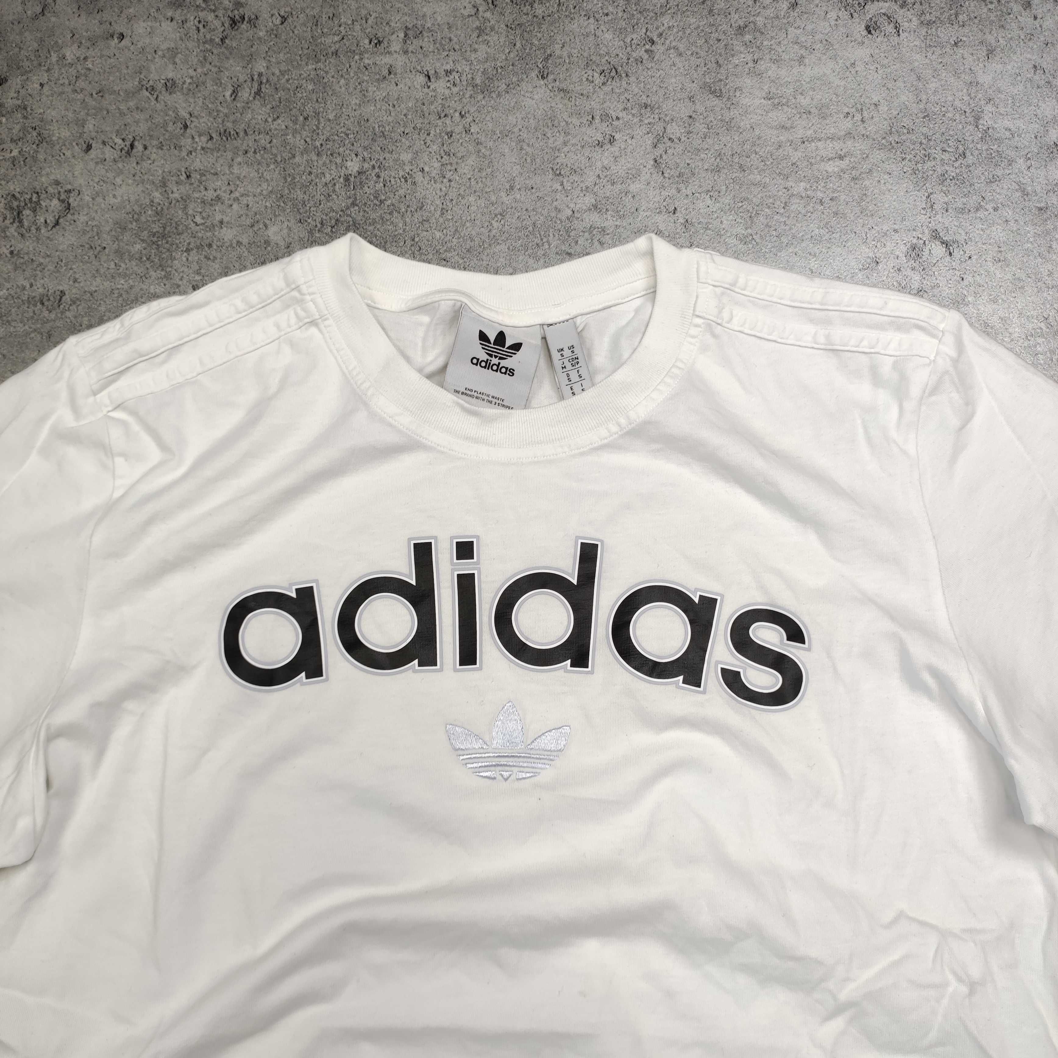 MĘSKA Koszulka Biała Adidas PREMIUM 3 Paski Casual Originals Haft