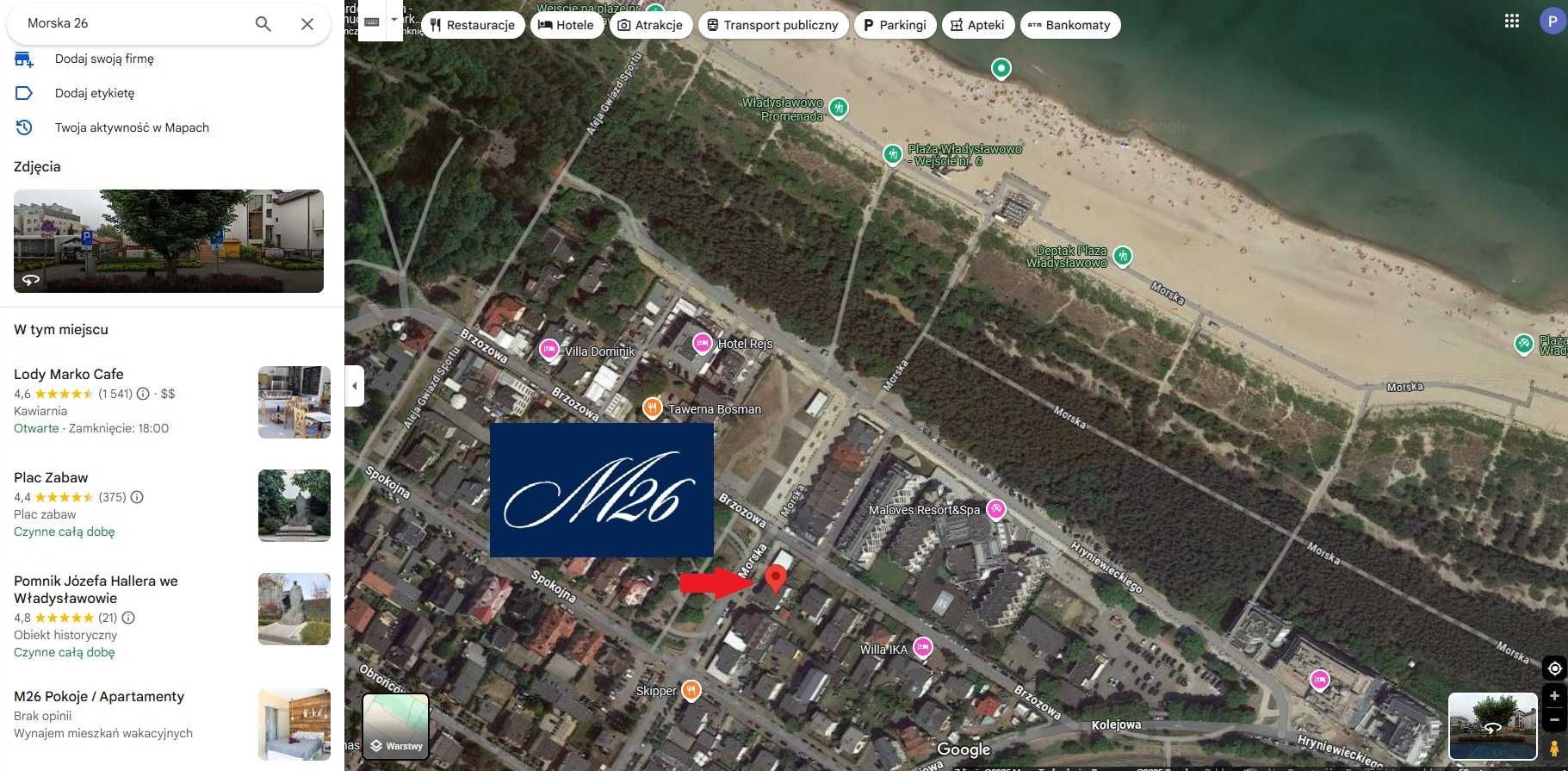 M26 POKOJE / APARTAMENTY  Władysławowo Morska 26