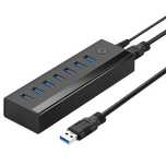 7w1 hub rozdzielacz adapter usb-a do 7x usb-a 5gb/s czarny