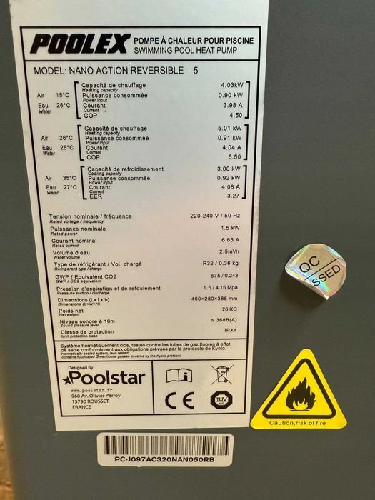 POOLEX Nano Reversible 5kW Pompa ciepła basenowa