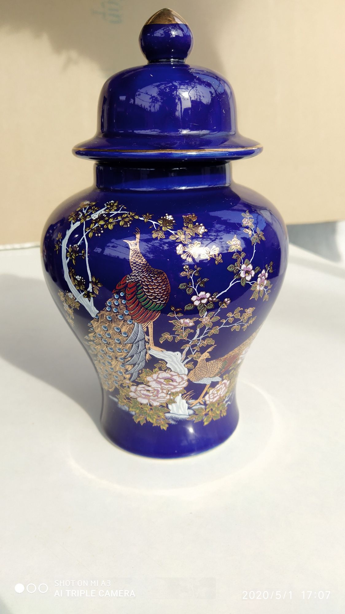 Японский фарфоровый набор ваз из 6 предметов, кобальт, зол. роспись.