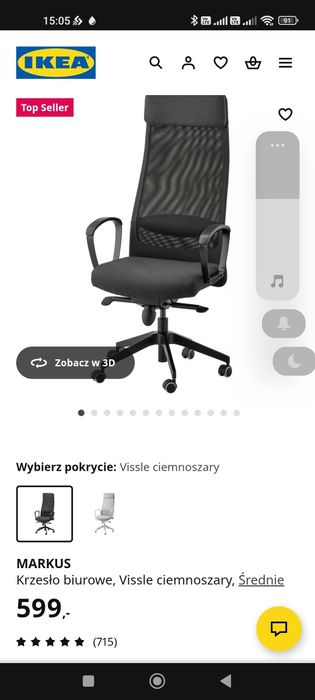 Krzesło biurowe Ikea Markus