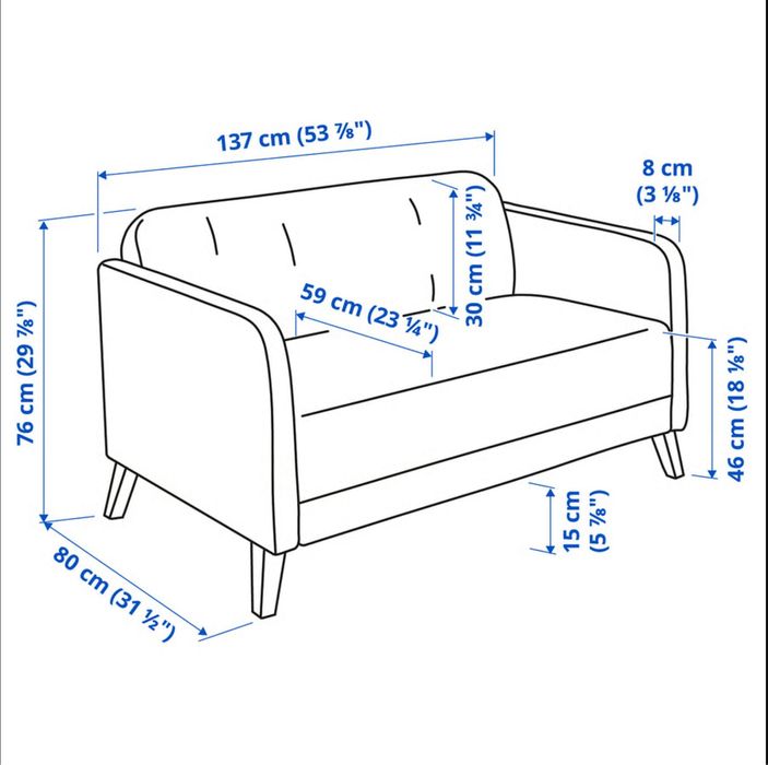 Sofá 2 lugares preto, IKEA