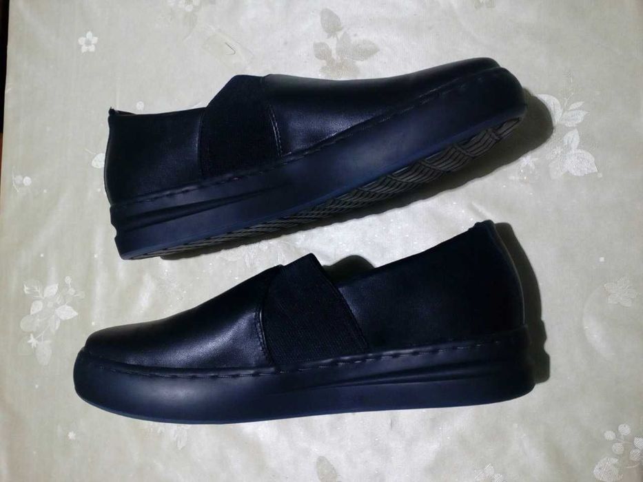 Ботинки Слипоны на высокой подошве из натуральной кожы (Осень-Зима)