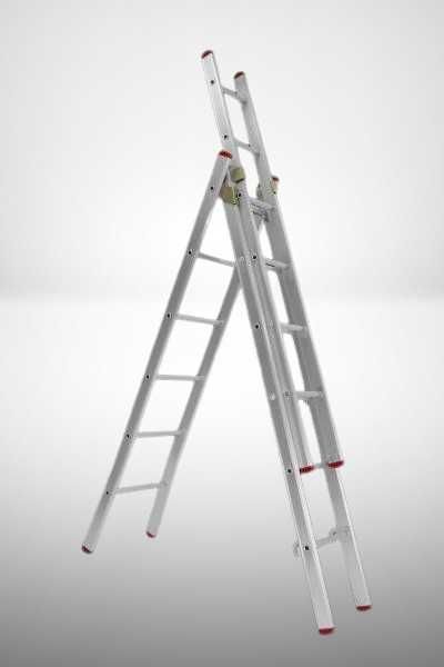 Escada Tripla Alumínio | 3.50m + 3.50m + 3.50m |Deg Redondo |D.FÁBRICA