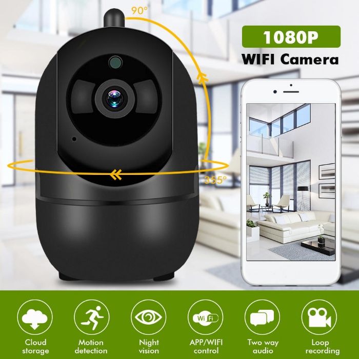 Camera 1080P Segurança 360º Vigilância WiFI APP Visão Noturna NOVA