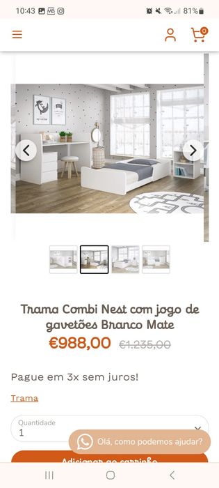 Berço convertível Trama + Cama Inferior Solteiro