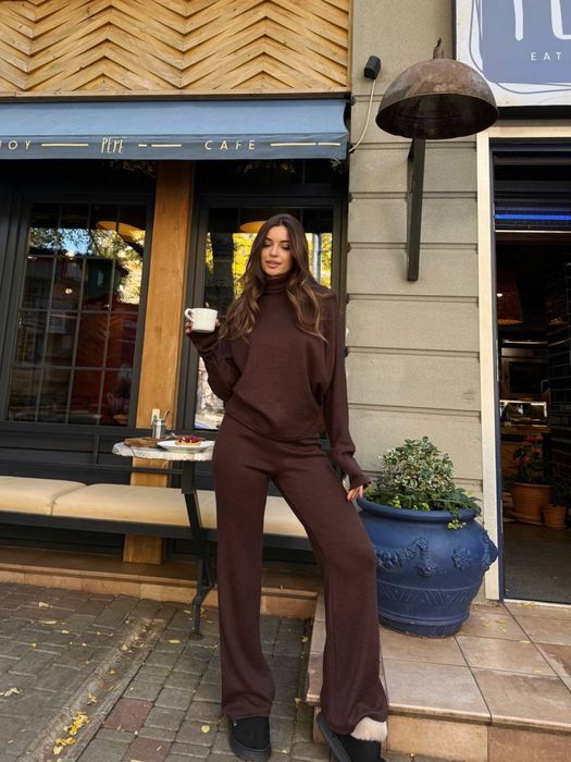 Женский теплый костюм ангора 42-48 шоколад,черный Жіночий костюм супер