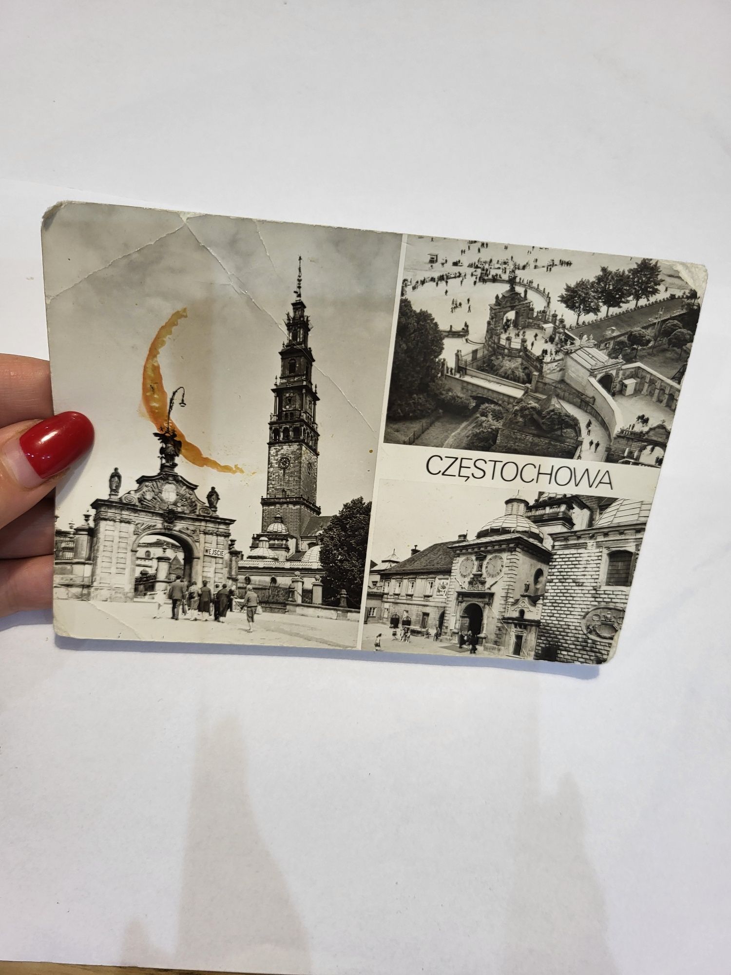 Stara pocztówka czarno biała Częstochowa z PRL