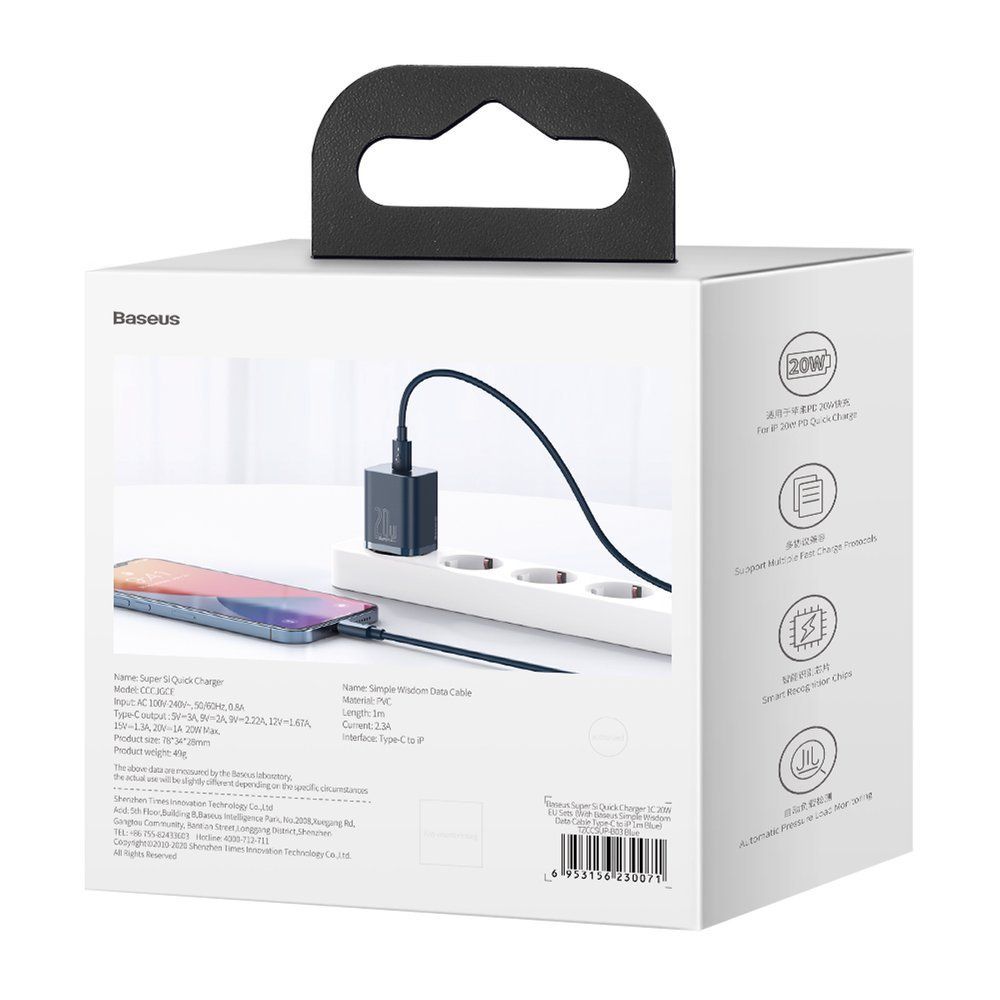 super si 1c szybka ładowarka usb-c 20w power delivery niebieski