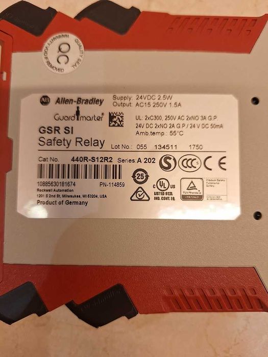 ALLEN-BRADLEY przekaźnik bezpieczeństwa GSR SI 24V DC 1.5A, 440R-S12R2