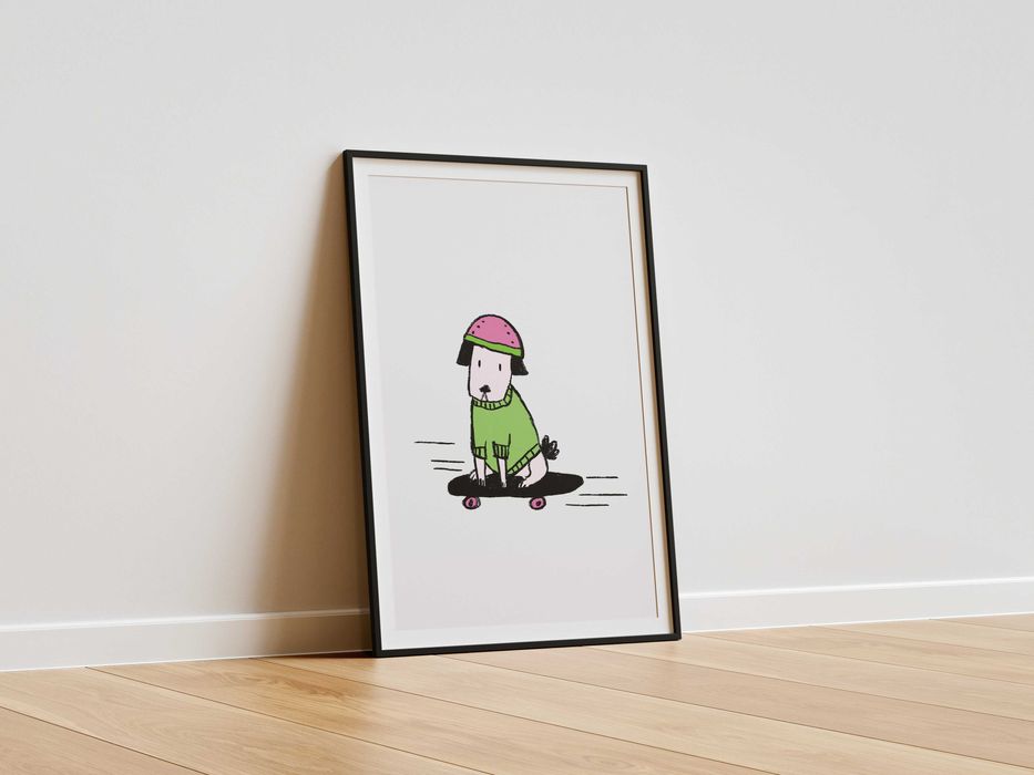 Skater dog / plakat A3 / wydruk pigmentowy